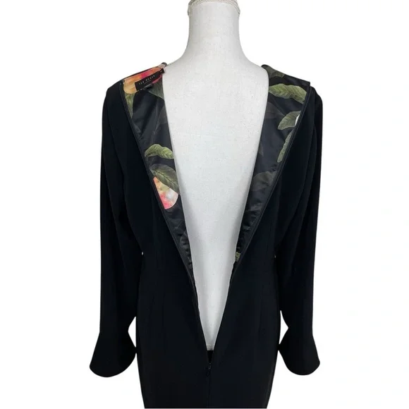 Ted Baker Yulin Flare Cuff Pencil Dress in Black Size 4 - Picture 11 of 16